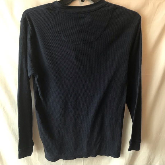 Pierre Cardin Long Sleeved Waffle Knit Navy Blue Henley Shirt Size Small - Picture 3 of 5